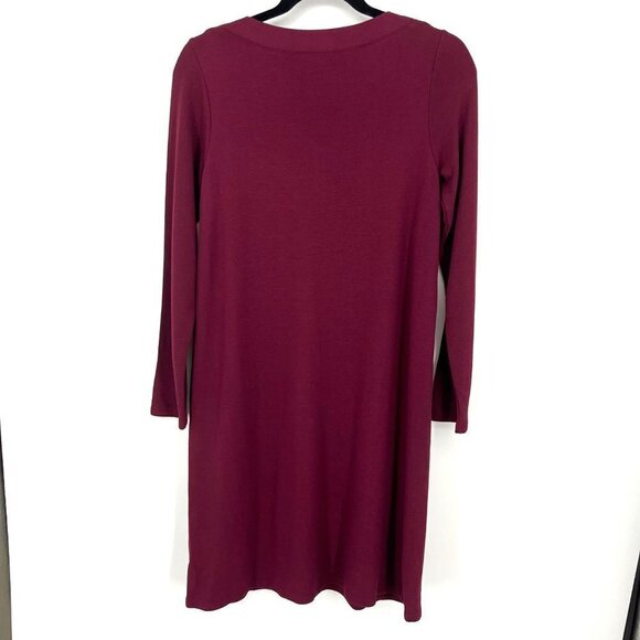 J Jill Wearever Collection Sweater Midi Dress Size XS Burgundy Casual Boat Neck - Picture 2 of 11